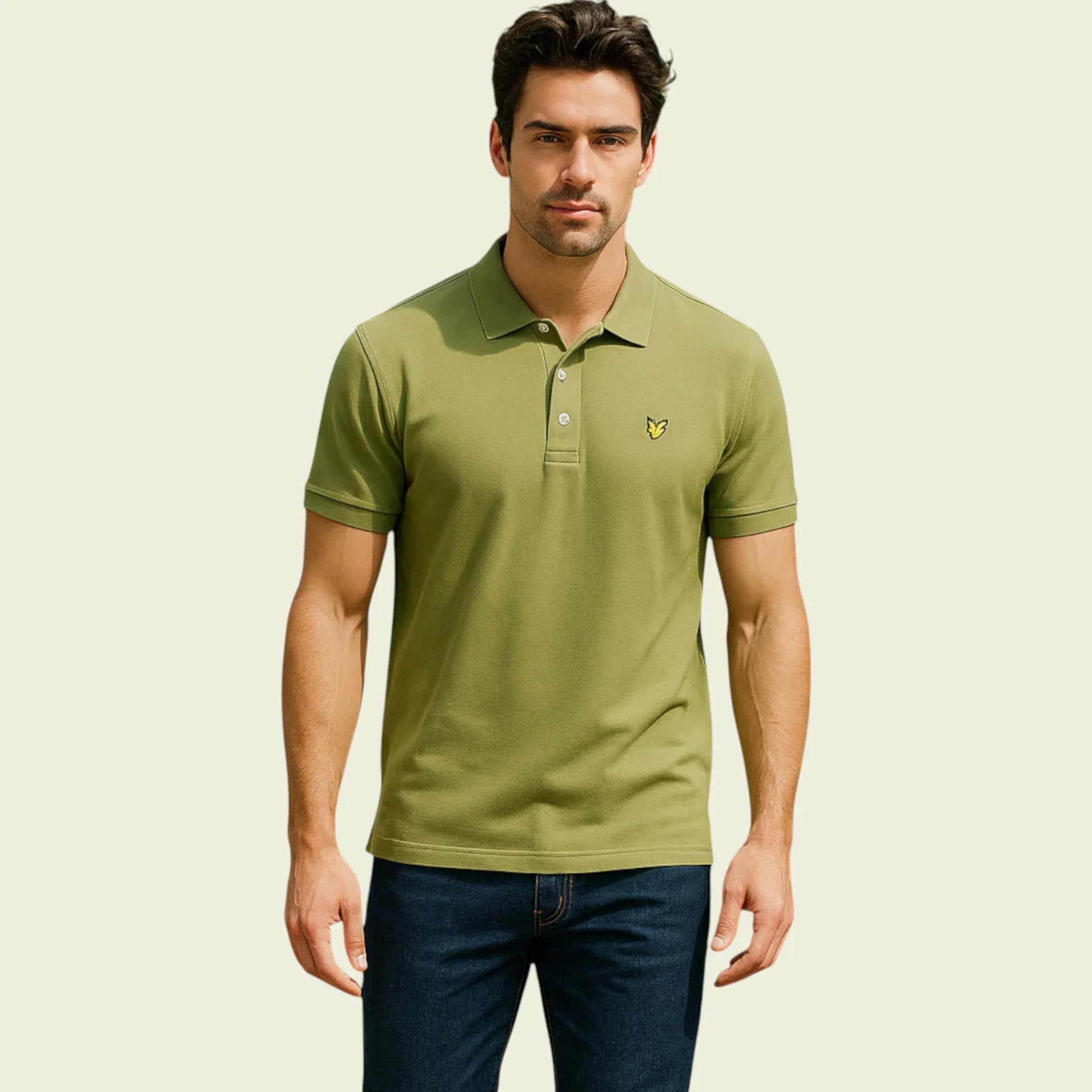Lyle & Scott Men's Plain Green Polo Shirt UK M - Timelessfashions