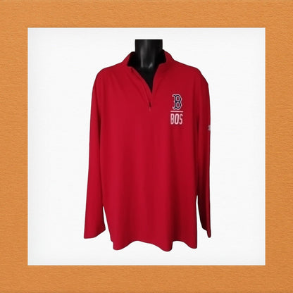 Under Armour Men's Red 1/4 Zip Long Sleeve Polo Shirt UK 2XL - Timelessfashions
