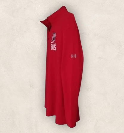 Under Armour Men's Red 1/4 Zip Long Sleeve Polo Shirt UK 2XL - Timelessfashions