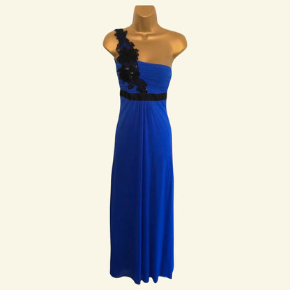 Jane Norman Azure Blue One Shoulder Maxi Dress UK 10 US 6 EU 38 - Timelessfashions