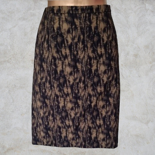 Jigsaw Knee Length Ladies Olive Green/Navy Pencil Skirt Size 12 US 8 EU 40 Timeless Fashions