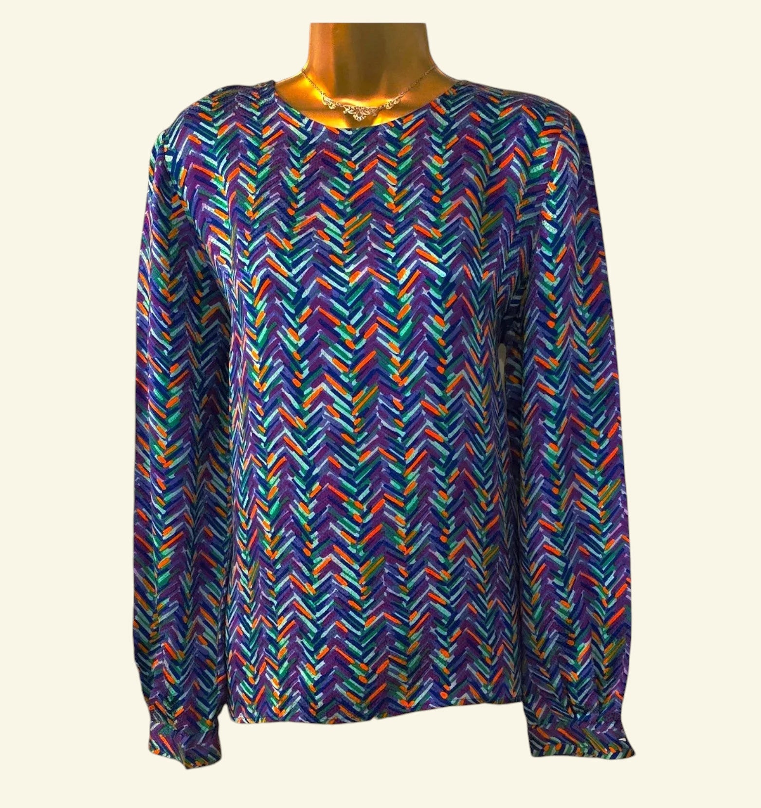 Valentino Miss V Vintage Silk Multicoloured Blouse UK 10 US 6 EU 38 IT 44 - Timelessfashions