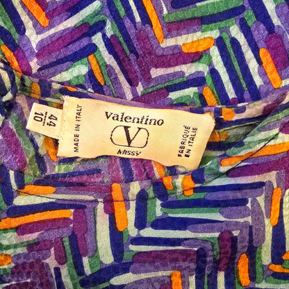 Valentino Miss V Vintage Silk Multicoloured Blouse UK 10 US 6 EU 38 IT 44 - Timelessfashions