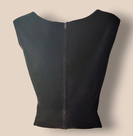 Valentino Vintage Black Velvet Bustier Sleeveless Top UK 12 US 8 EU 40 IT 44 - Timelessfashions