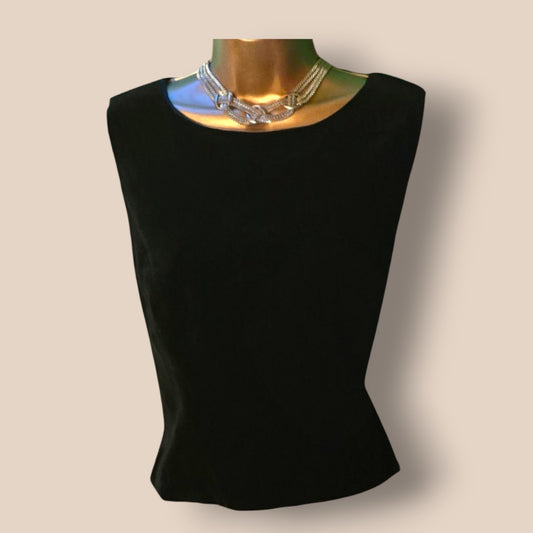 Valentino Vintage Black Velvet Bustier Sleeveless Top UK 12 US 8 EU 40 IT 44 - Timelessfashions