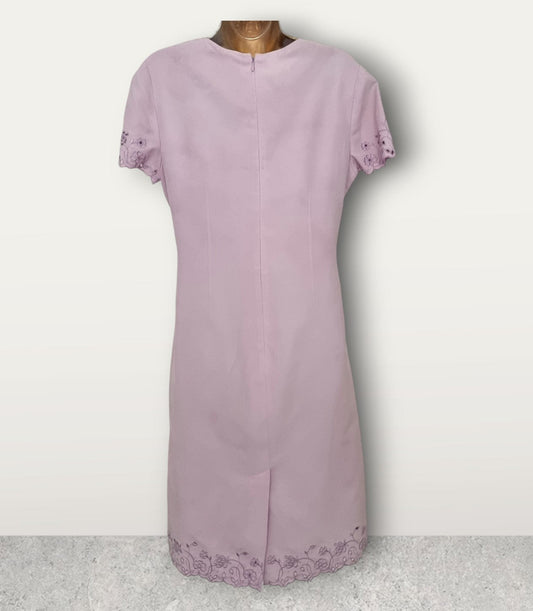 Viyella Vintage Lilac Broderie Anglais Dress UK 10 US 8 EU 38 - Timelessfashions