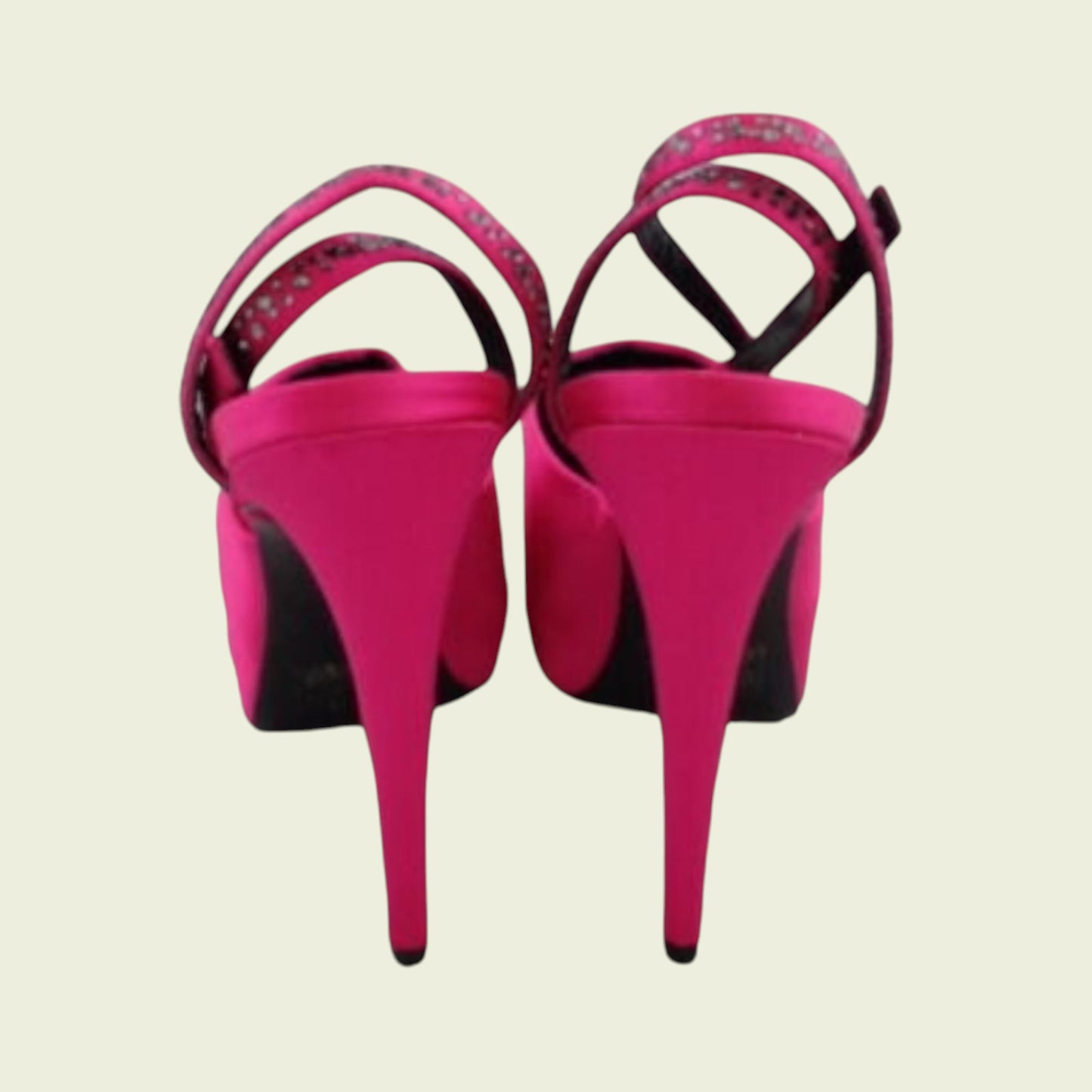 Reiss Ladies Fuschia Pink Satin Stiletto Crystal Peep Toe Shoes UK 6