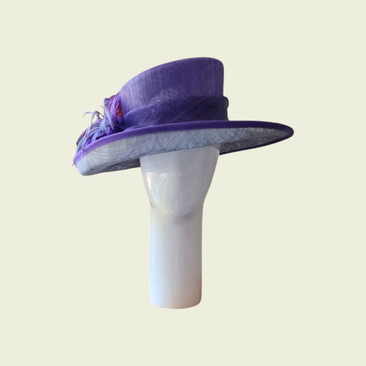 mauve hat on beige background
