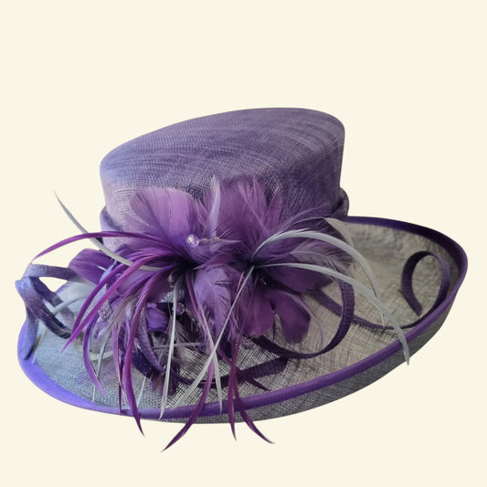 Jacques Vert Womens Purple & Grey Special Occasion Hat - Timelessfashions