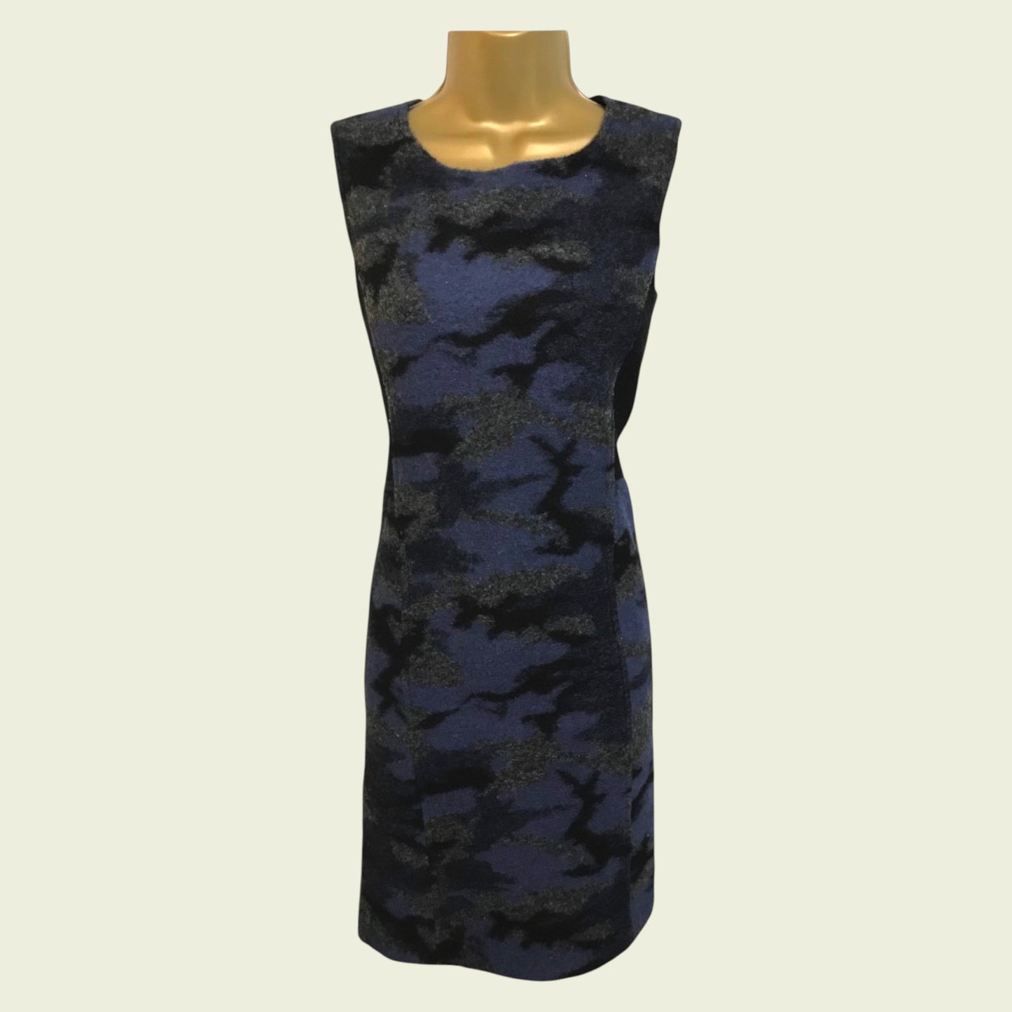 blue and black dress on beige background