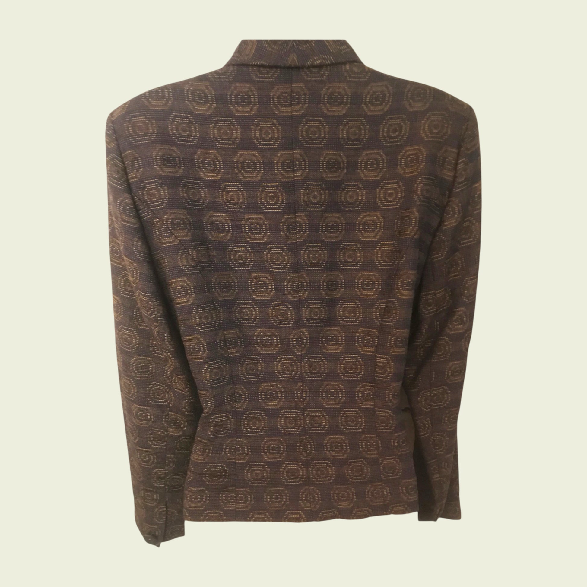 Plum patterned shirt on a beige background