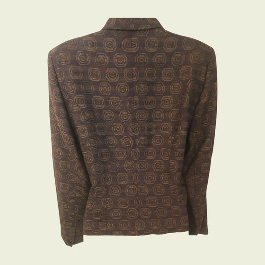 Plum patterned shirt on a beige background