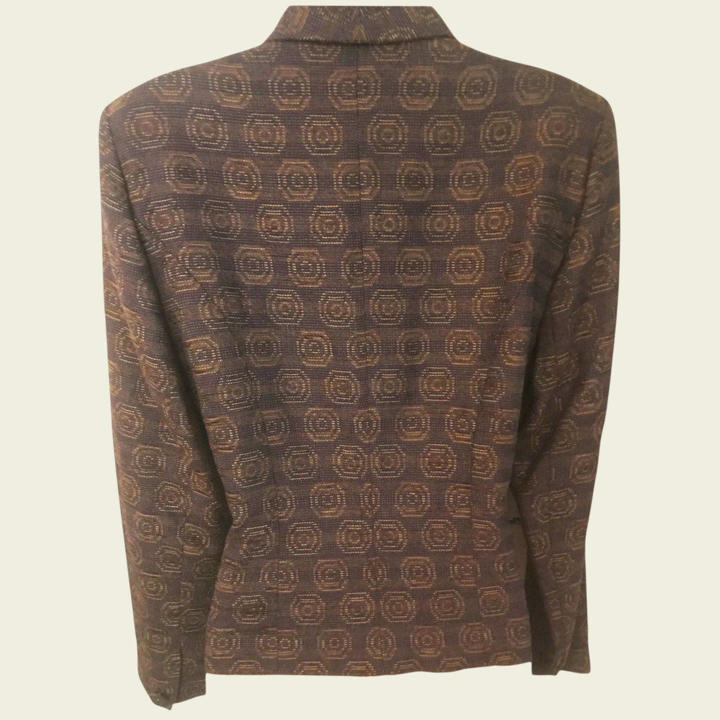 Plum patterned shirt on a beige background