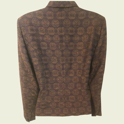 Plum patterned shirt on a beige background