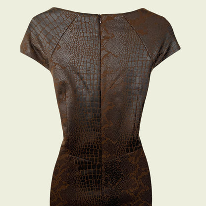 Brown textured dress on a beige background