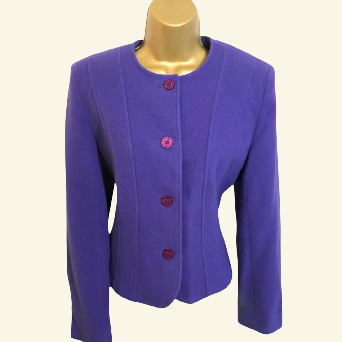 Alexon Vintage Purple Wool & Cashmere Jacket UK 10 US 6 EU 38 - Timelessfashions
