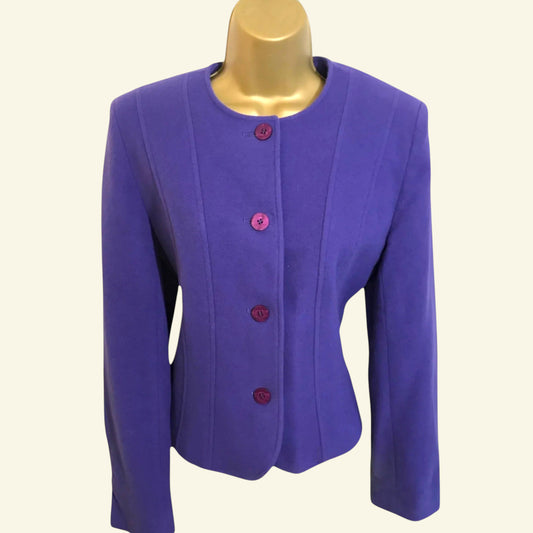 Alexon Vintage Purple Wool & Cashmere Jacket UK 10 US 6 EU 38 - Timelessfashions
