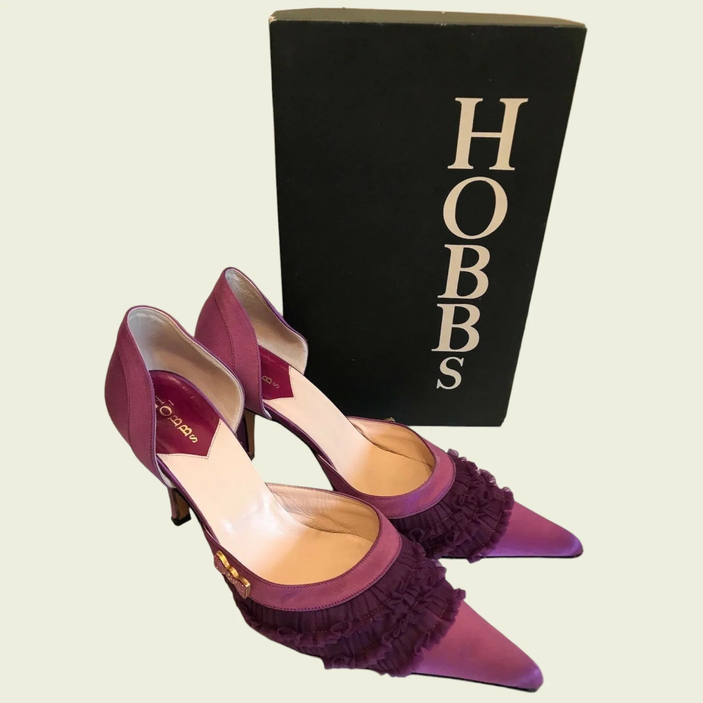Hobbs magenta satin bow shoes UK 7 US 9.5 EU 41 - Timelessfashions