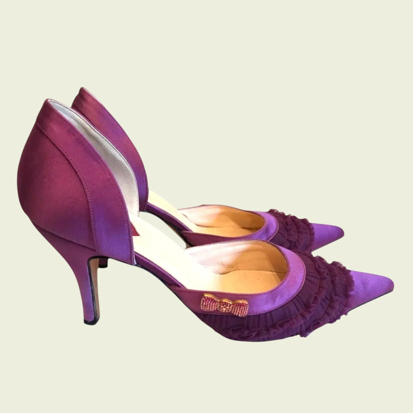 Hobbs magenta satin bow shoes UK 7 US 9.5 EU 41 - Timelessfashions