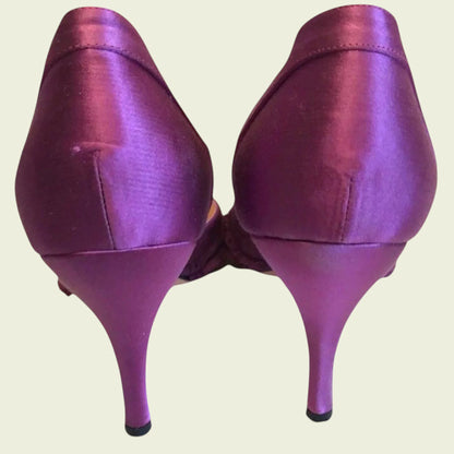 Hobbs magenta satin bow shoes UK 7 US 9.5 EU 41 - Timelessfashions