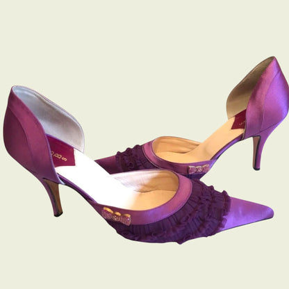 Hobbs magenta satin bow shoes UK 7 US 9.5 EU 41 - Timelessfashions