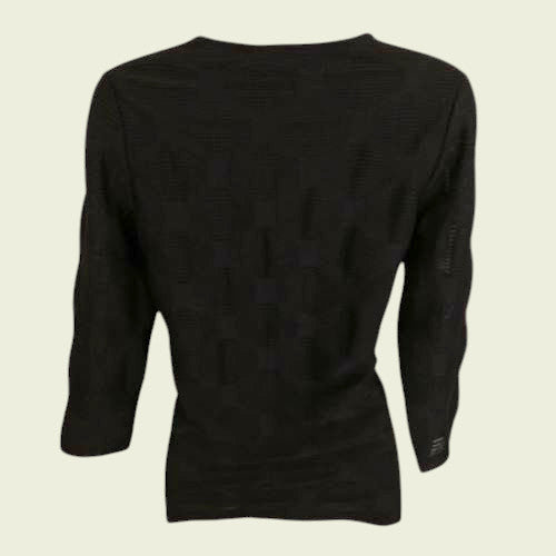 Libra Navy Textured 3/4 Sleeve Top UK 10 US 6 EU 38