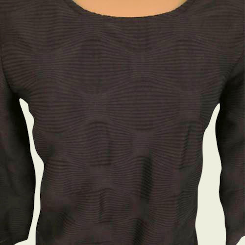 Libra Navy Textured 3/4 Sleeve Top UK 10 US 6 EU 38