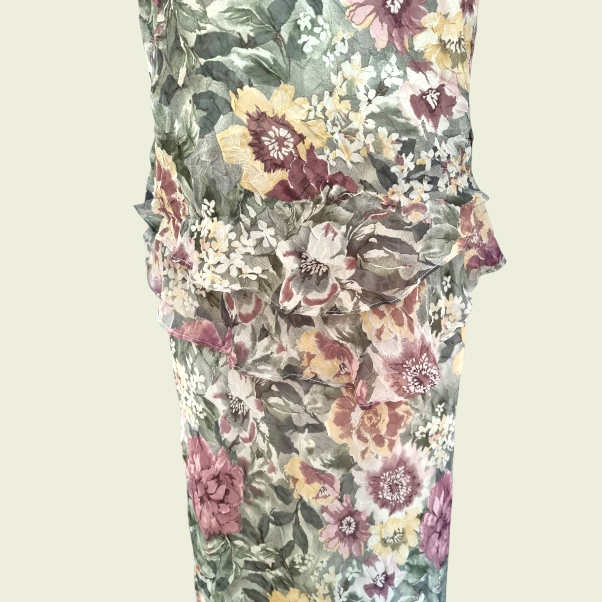 Floral patterned fabric with a beige background