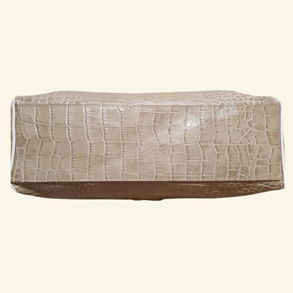 Claudia Firenze Large Beige Leather Crocodile Bag - Timelessfashions