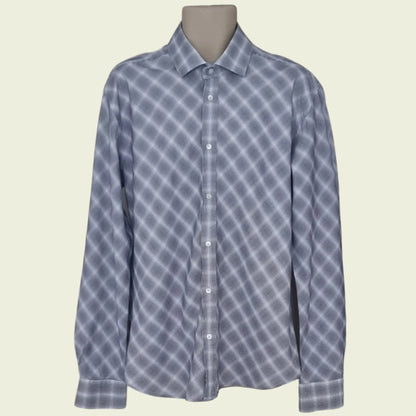 Ted Baker Mens Long Sleeve Blue & White Check Shirt. Size 6 - Timelessfashions