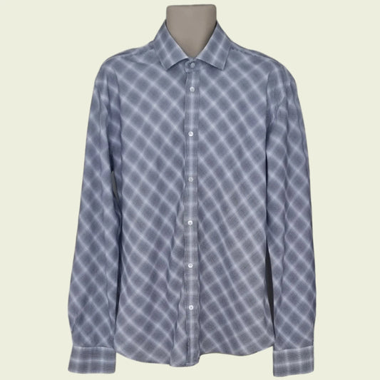 Ted Baker Mens Long Sleeve Blue & White Check Shirt. Size 6 - Timelessfashions