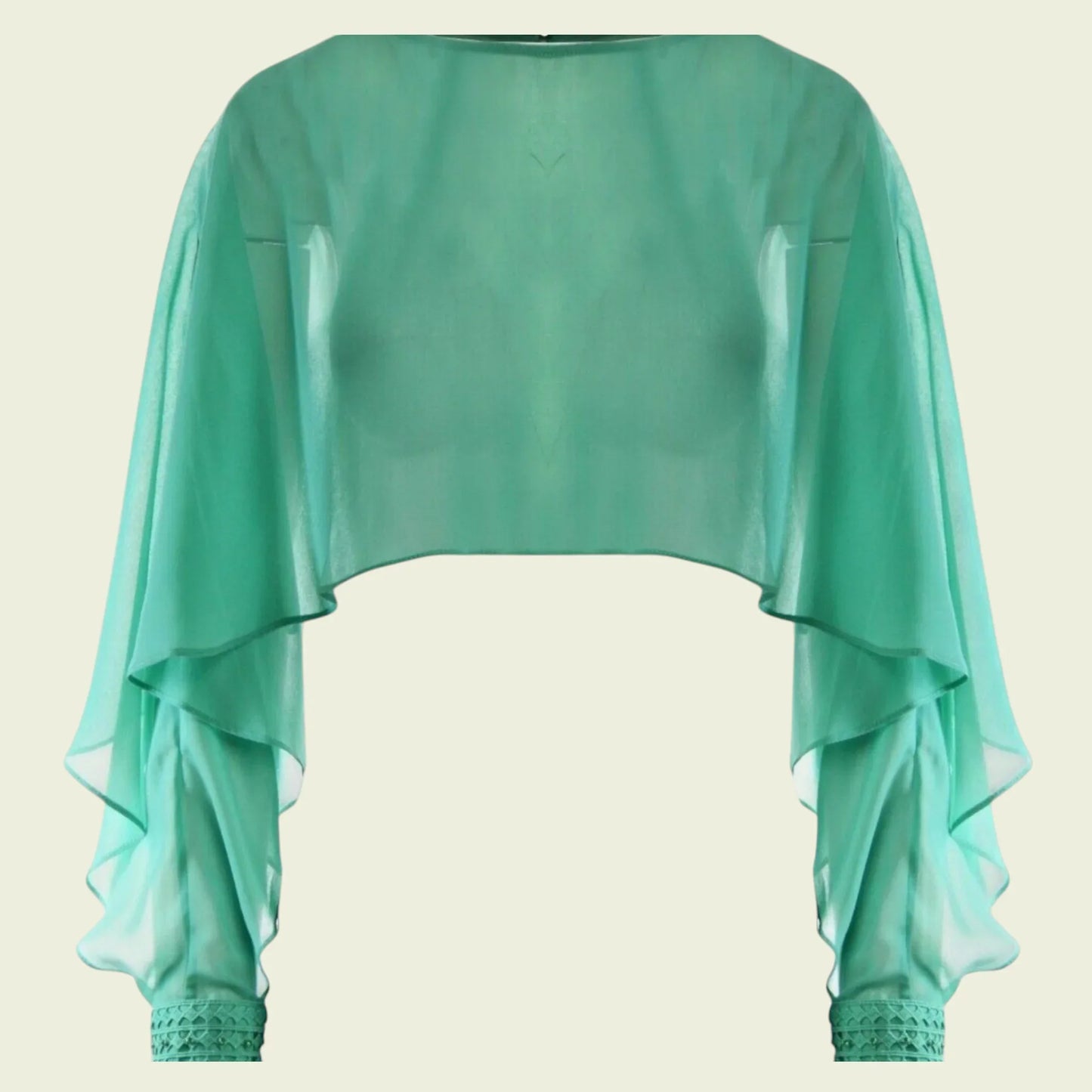 Michaela Louisa Green Cropped Chiffon Cape One Size - Timelessfashions