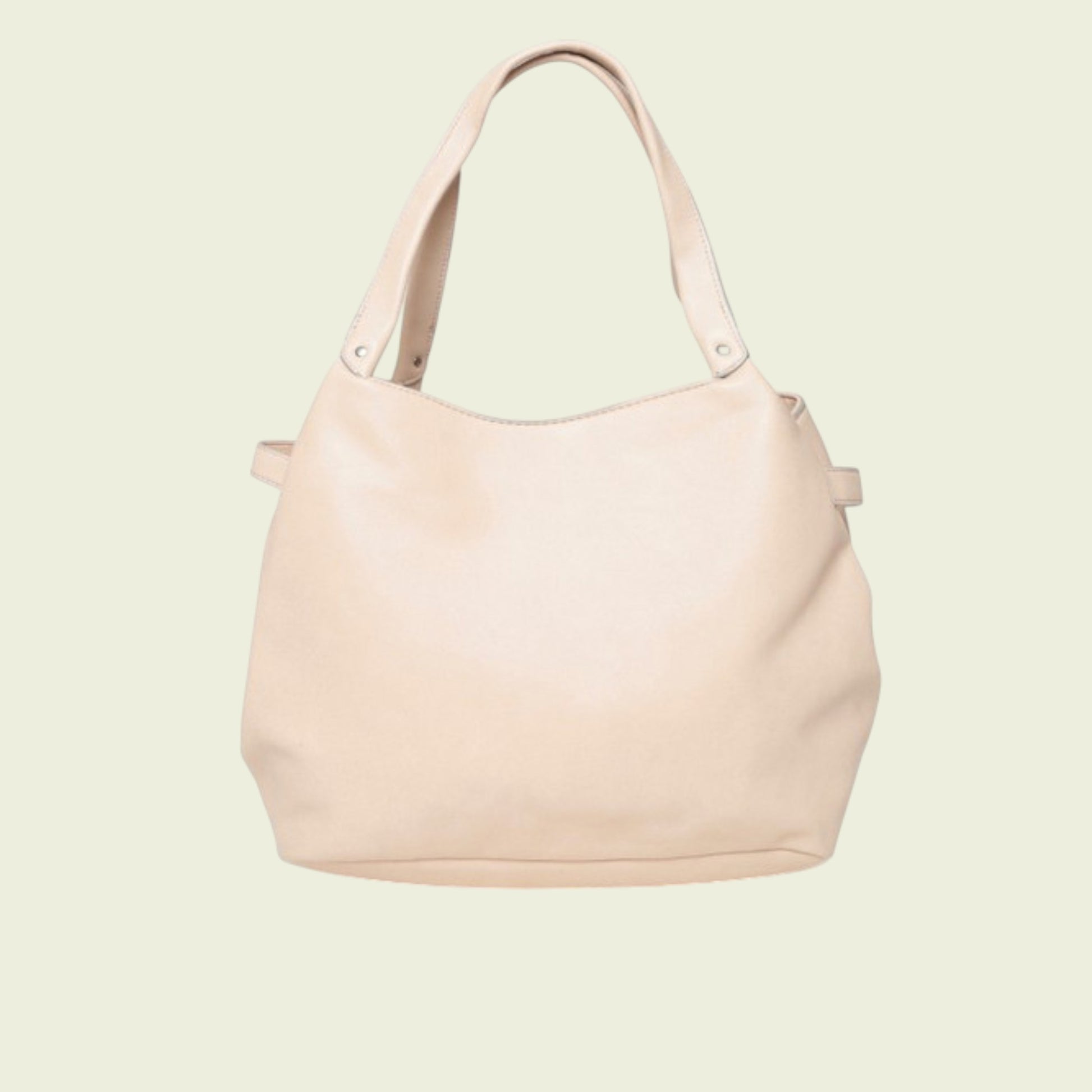 Back view of Pink handbag on a light beige background