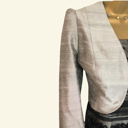 Condici Black & Grey Silk Dress & Bolero UK 10 US 6 EU 38 - Timelessfashions