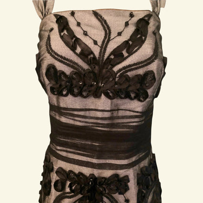 Condici Black & Grey Silk Dress & Bolero UK 10 US 6 EU 38 - Timelessfashions