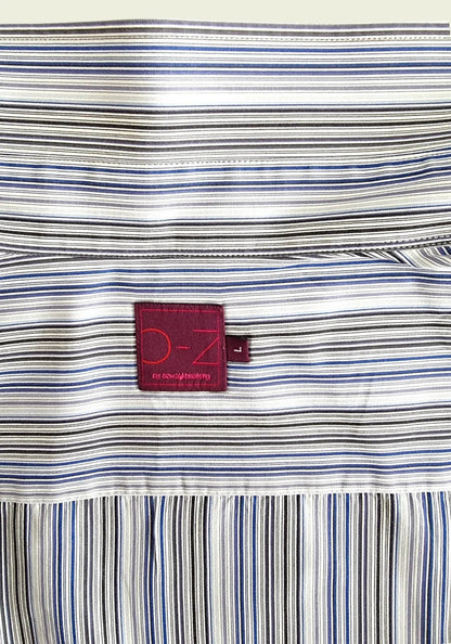 O-Z By Oswald Boateng Men's Short Sleeve Blue/Black & White Stripe Shirt Size L - Timelessfashions