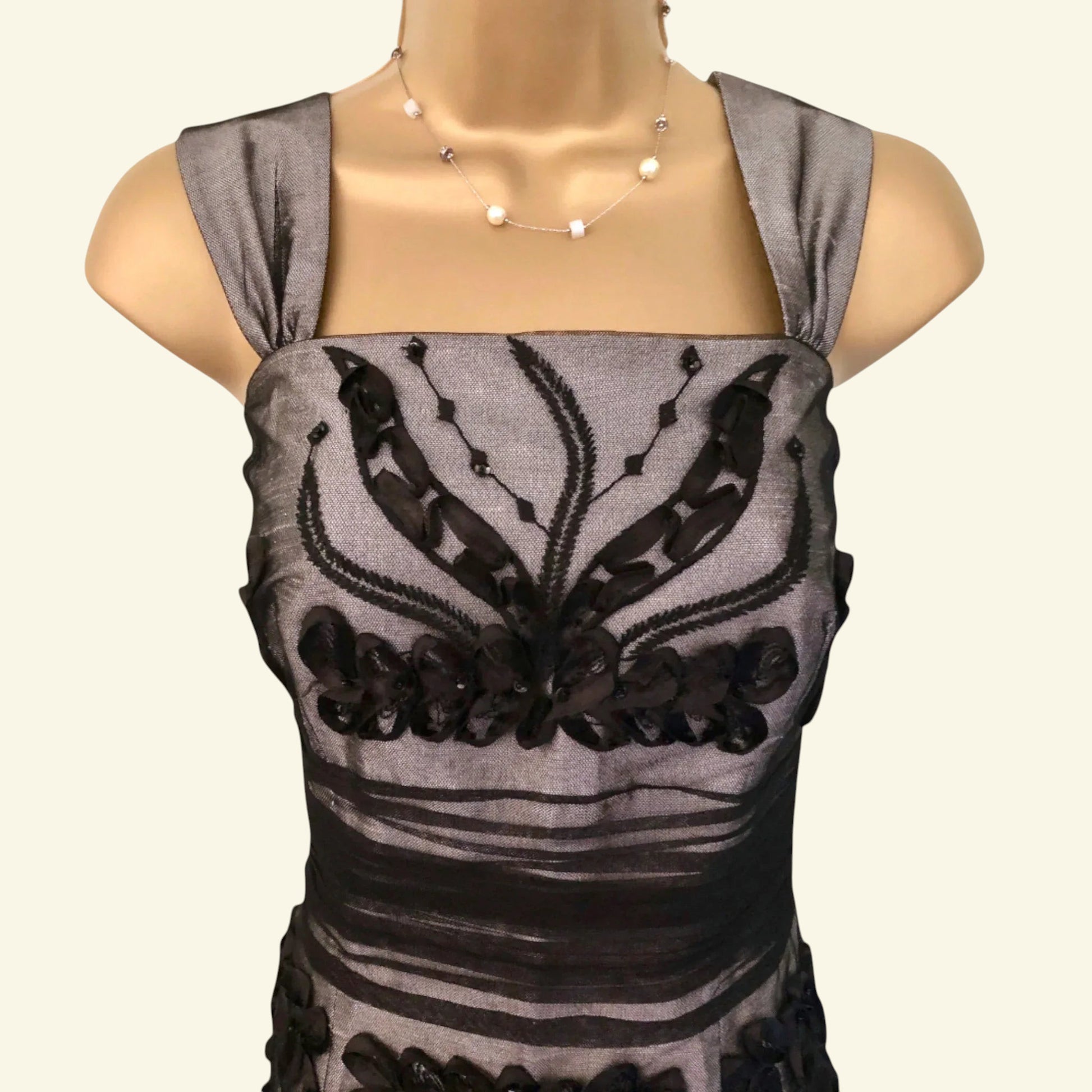 Condici Black & Grey Silk Dress & Bolero UK 10 US 6 EU 38 - Timelessfashions