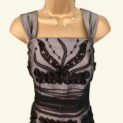 Condici Black & Grey Silk Dress & Bolero UK 10 US 6 EU 38 - Timelessfashions