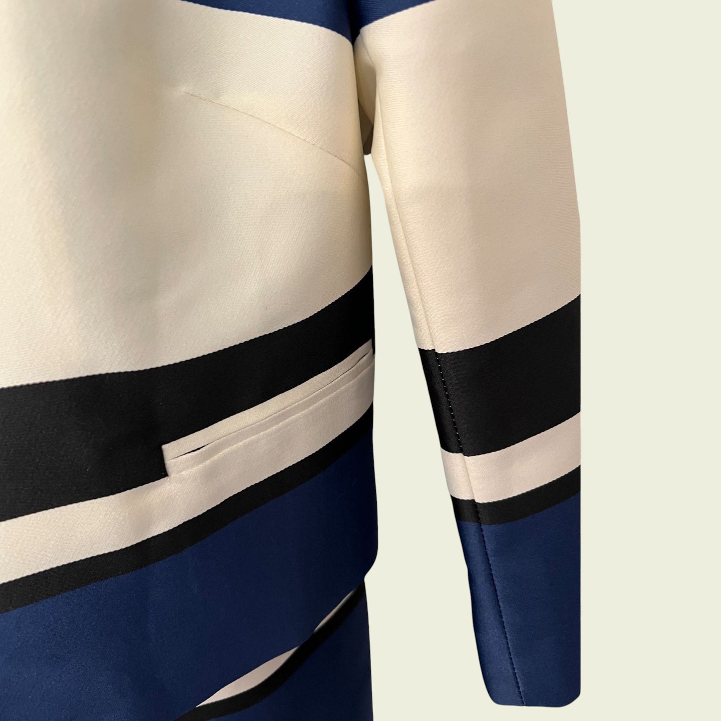 Linea Navy, Ivory & Black Colour Block Dress Jacket Suit UK 12 EU 40 US 8
