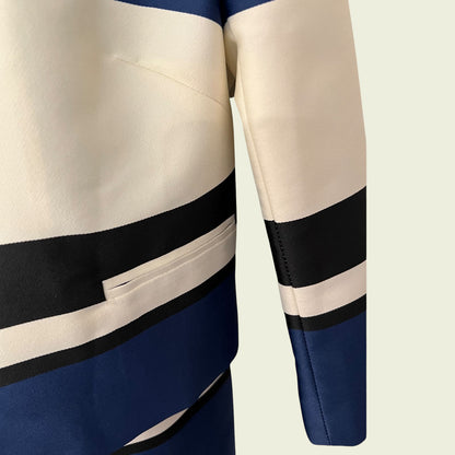 Linea Navy, Ivory & Black Colour Block Dress Jacket Suit UK 12 EU 40 US 8