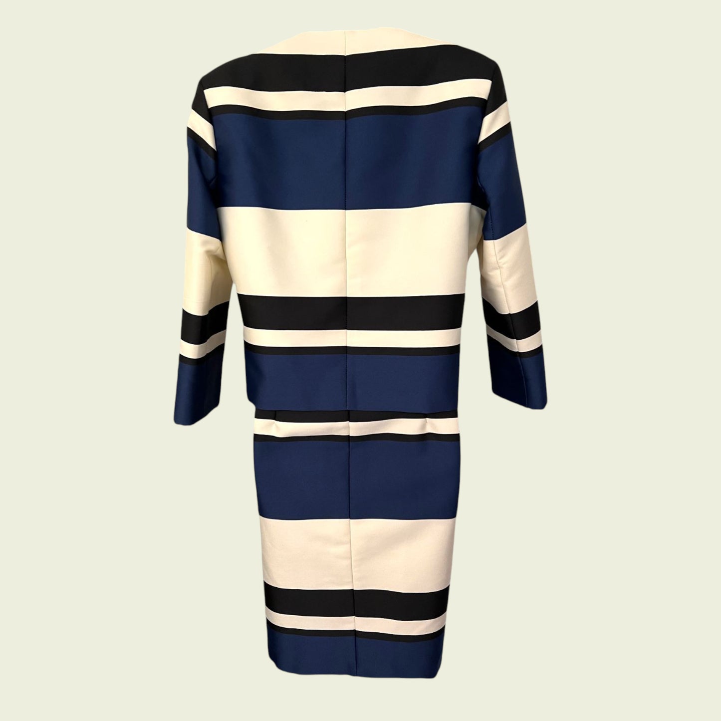Linea Navy, Ivory & Black Colour Block Dress Jacket Suit UK 12 EU 40 US 8