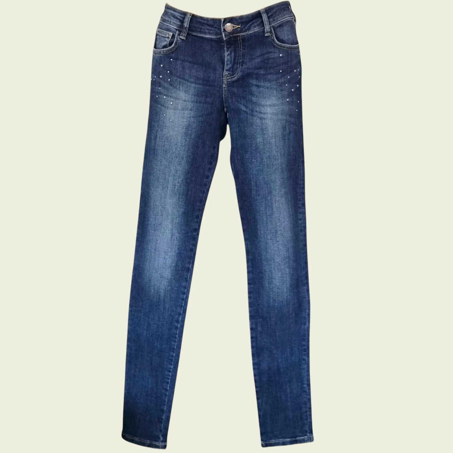 Guess Los Angeles Low Rise Studded Denim Stretch Jeans UK 10 US 6 EU 38 IT 42 - Timelessfashions