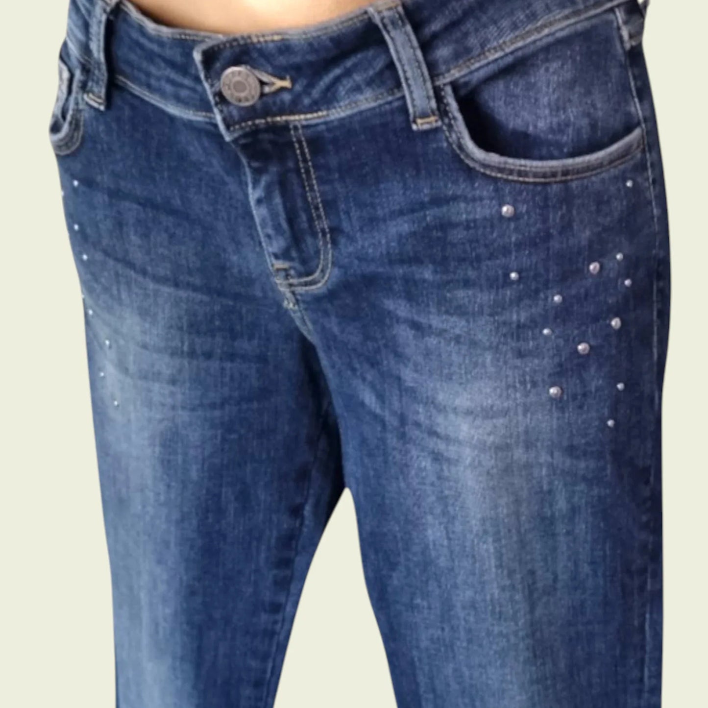 Guess Los Angeles Low Rise Studded Denim Stretch Jeans UK 10 US 6 EU 38 IT 42 - Timelessfashions