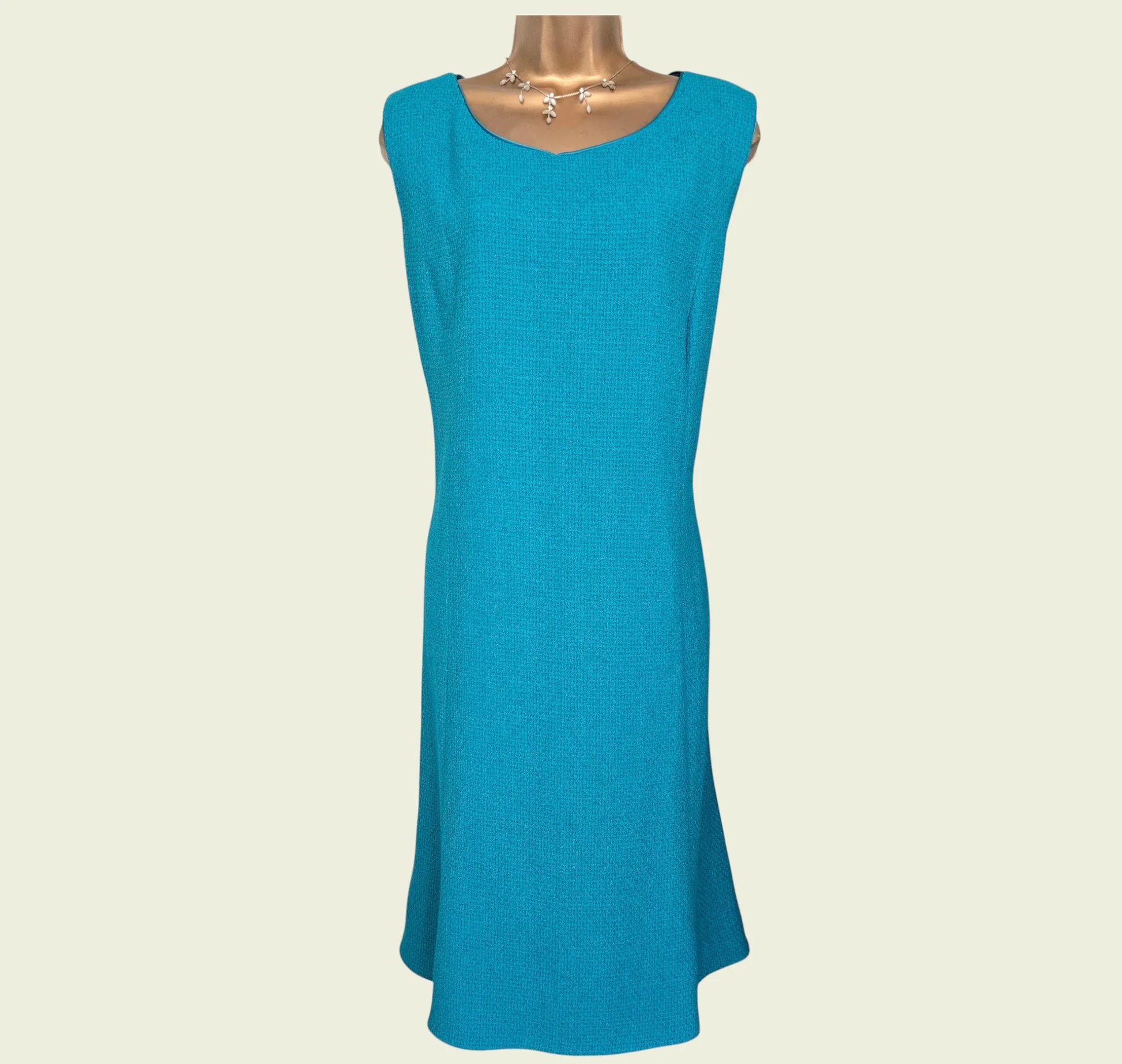 Caroline Charles Vintage Turquoise Blue Dress And Jacket UK 16/18 US 12/14 EU 44/46 - Timelessfashions