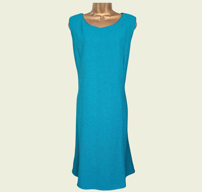 Caroline Charles Vintage Turquoise Blue Dress And Jacket UK 16/18 US 12/14 EU 44/46 - Timelessfashions