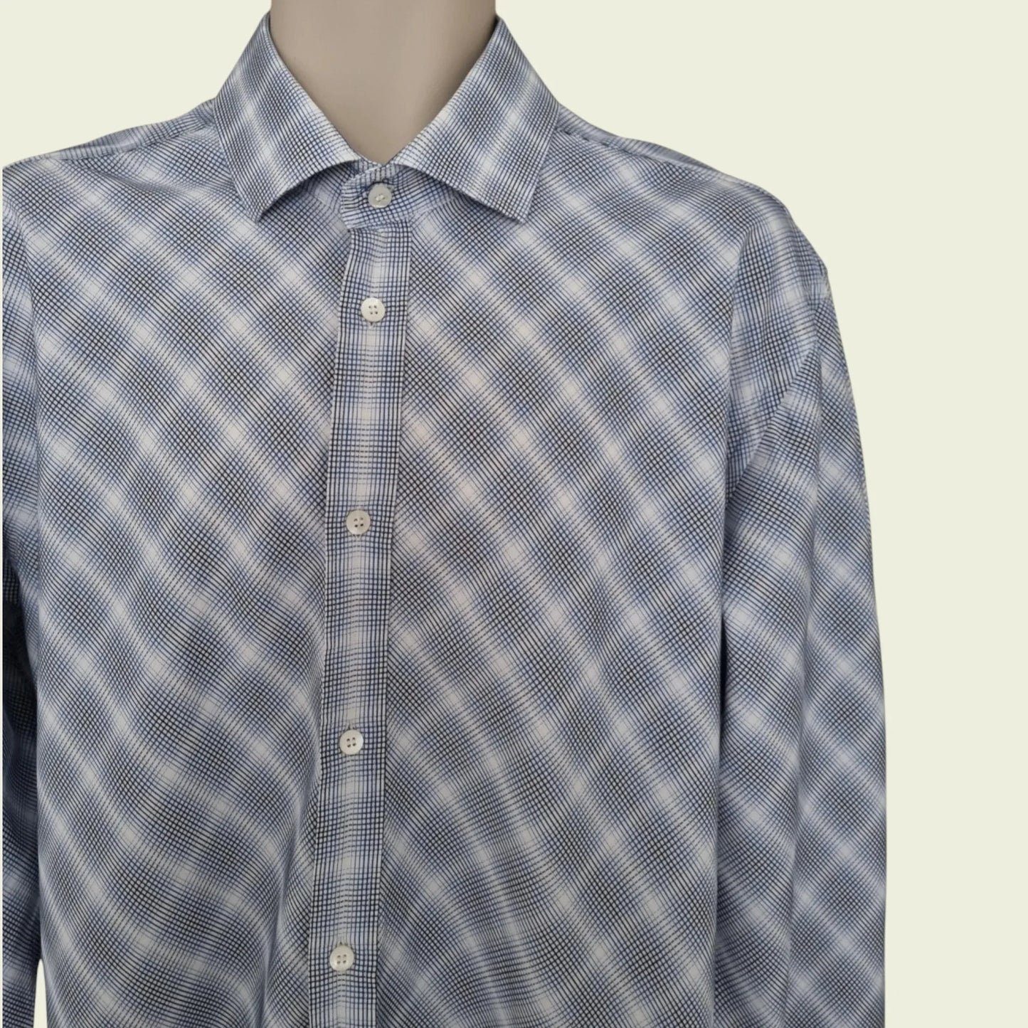Ted Baker Mens Long Sleeve Blue & White Check Shirt. Size 6 - Timelessfashions