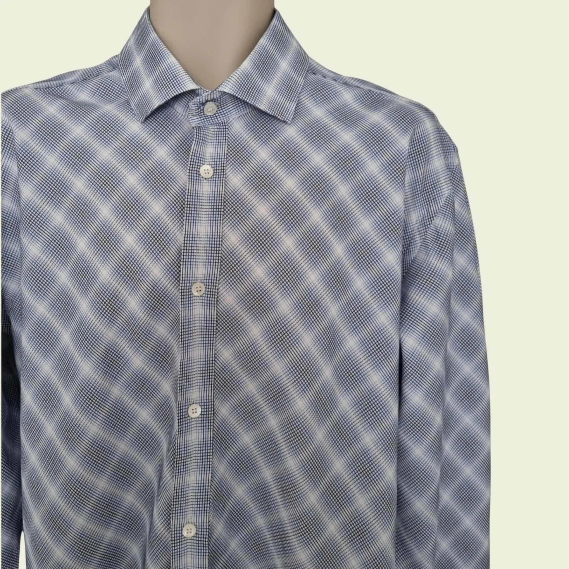 Ted Baker Mens Long Sleeve Blue & White Check Shirt. Size 6 - Timelessfashions