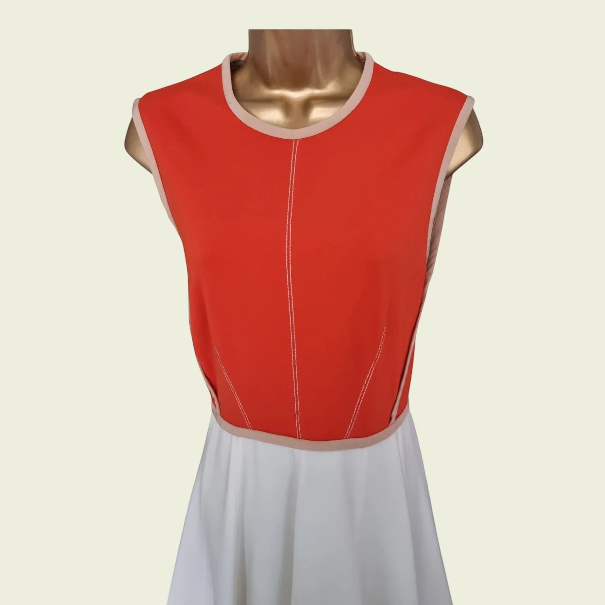 Aquilano Rimondi Womens Orange and White Fit and Flare Dress UK 8 US 4 EU 36 IT 40 - Timelessfashions