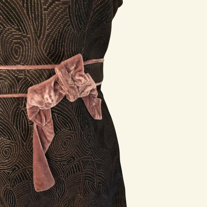 S'Nob by Sans Noblesse Brown & Dusky Pink Velvet Dress UK 12/14 US 8/10 EU 40/42 - Timelessfashions