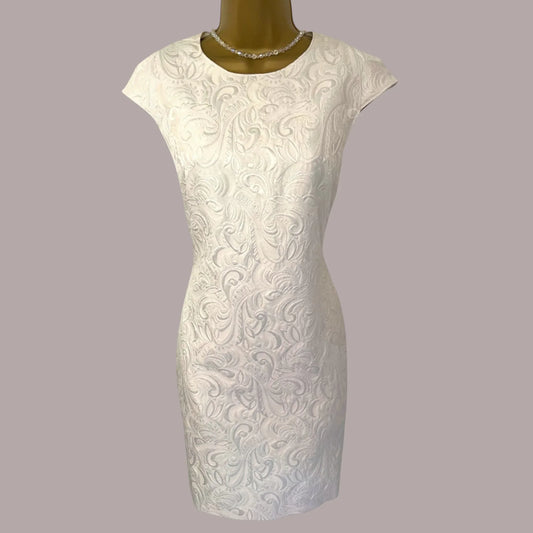 Ted Baker Cream Jacquard Shift Dress UK 8 US 4 EU 36 - Timelessfashions